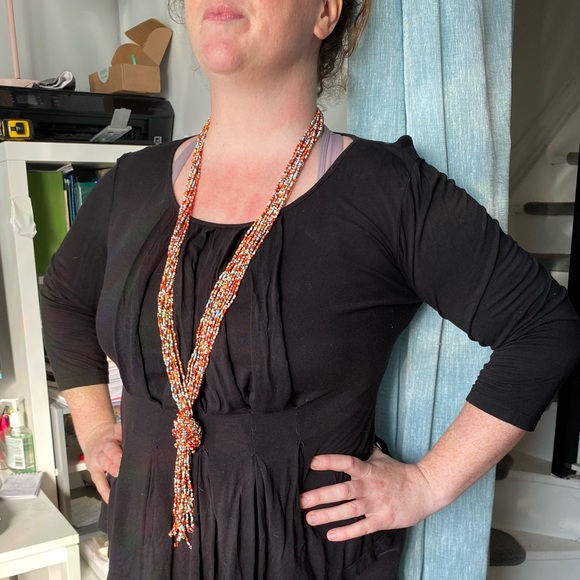 Beaded multicolor long knotted necklace - Picture 2 of 6
